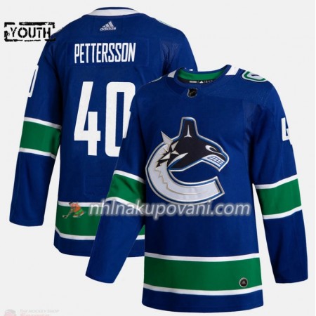 Vancouver Canucks Dresy Elias Pettersson 40 Adidas 2019-2020 Modrý Authentic - Dětské